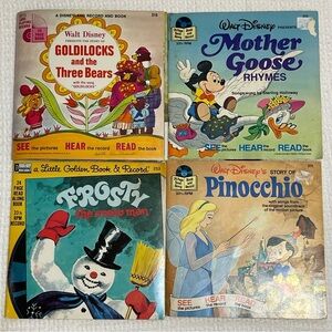 Vintage Walt Disney Book and Record Bundle of 4